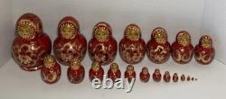 Vintage Ceprueb Nocag Hand Painted Signed Russian Nesting Doll 20 Piece Set Rare