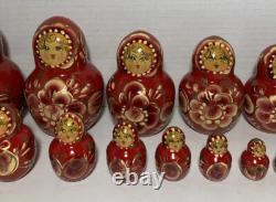 Vintage Ceprueb Nocag Hand Painted Signed Russian Nesting Doll 20 Piece Set Rare