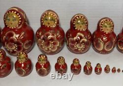 Vintage Ceprueb Nocag Hand Painted Signed Russian Nesting Doll 20 Piece Set Rare