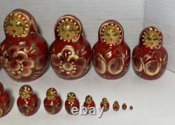 Vintage Ceprueb Nocag Hand Painted Signed Russian Nesting Doll 20 Piece Set Rare
