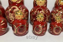 Vintage Ceprueb Nocag Hand Painted Signed Russian Nesting Doll 20 Piece Set Rare