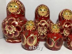 Vintage Ceprueb Nocag Hand Painted Signed Russian Nesting Doll 20 Piece Set Rare