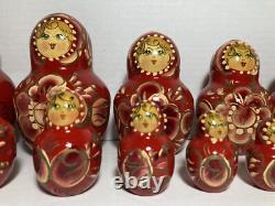 Vintage Ceprueb Nocag Hand Painted Signed Russian Nesting Doll 20 Piece Set Rare