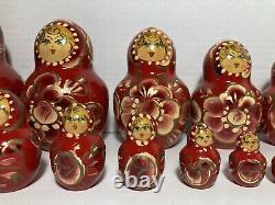 Vintage Ceprueb Nocag Hand Painted Signed Russian Nesting Doll 20 Piece Set Rare