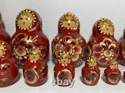 Vintage Ceprueb Nocag Hand Painted Signed Russian Nesting Doll 20 Piece Set Rare