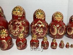 Vintage Ceprueb Nocag Hand Painted Signed Russian Nesting Doll 20 Piece Set Rare