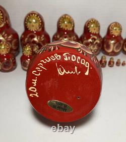 Vintage Ceprueb Nocag Hand Painted Signed Russian Nesting Doll 20 Piece Set Rare