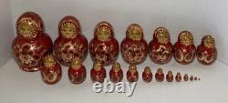 Vintage Ceprueb Nocag Hand Painted Signed Russian Nesting Doll 20 Piece Set Rare