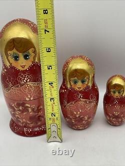 Vintage Cepzueb Nocag Hand Painted Signed Russian Nesting Dolls set of 5