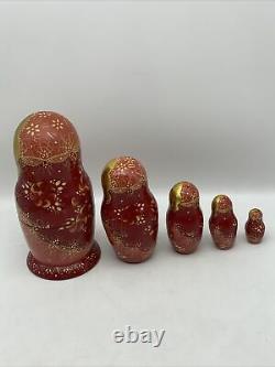 Vintage Cepzueb Nocag Hand Painted Signed Russian Nesting Dolls set of 5