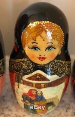 Vintage Circa 1992 Hand Painted Russian Matreshka Nesting Doll Zagorsk Signed -7