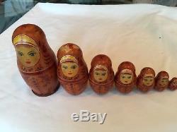 Vintage EARLY Matryoshka Russian Nesting Dolls 7 Piece Set Hand Painted RARE