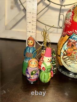 Vintage Exquisite Winter Scene Matryoshka Ornament Nesting Doll