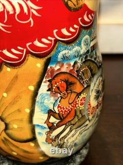 Vintage Exquisite Winter Scene Matryoshka Ornament Nesting Doll