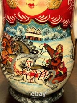 Vintage Exquisite Winter Scene Matryoshka Ornament Nesting Doll