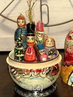 Vintage Exquisite Winter Scene Matryoshka Ornament Nesting Doll