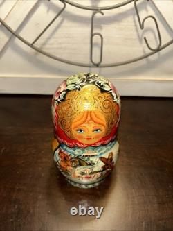 Vintage Exquisite Winter Scene Matryoshka Ornament Nesting Doll