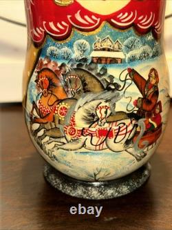 Vintage Exquisite Winter Scene Matryoshka Ornament Nesting Doll