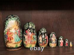 Vintage Fairytale Russian Nesting Dolls Set Of 7