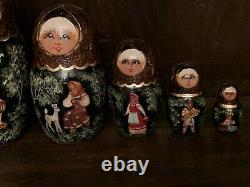 Vintage Fairytale Russian Nesting Dolls Set Of 7