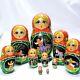 Vintage Hand Painted Signed Matryoshka Russian Nesting Dolls Handmade Wooden 10