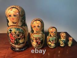 Vintage Hand Painted Unique Russian Matryoshka Nesting Dolls
