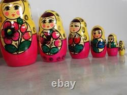 Vintage Handmade 7 Pieces Traditional Russian Nesting Dolls
