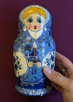 Vintage Handmade E. Chibizova 1992 9-Piece Matryoshka Nesting Dolls