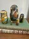 Vintage Handpainted Odessa 1993 Russian Mythos Nesting Dolls Set Of 5 Signed