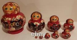 Vintage Handpainted Russian Nesting Dolls Set Of 10