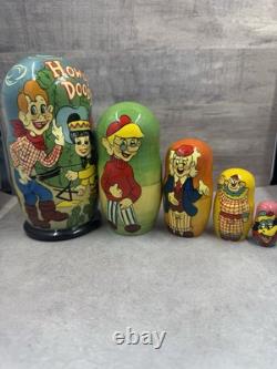 Vintage Howdy Doody Russian Nesting Dolls Set Of 5 Dolls -Rare HTF Ex Cond