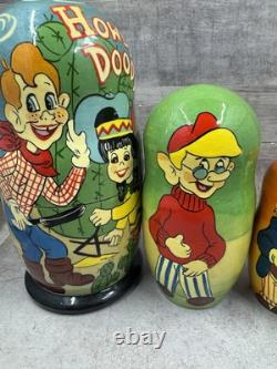 Vintage Howdy Doody Russian Nesting Dolls Set Of 5 Dolls -Rare HTF Ex Cond