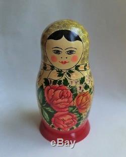 Vintage Huge Set Russian Nesting Dolls USSR 12 Pcs Exc Condition