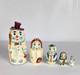 Vintage Matryoshka 5 Piece Russian Nesting Dolls Snowman Hand Painted Signed