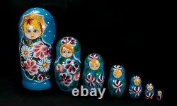 Vintage Matryoshka Original Hand Painted Russian Nesting Dolls Large 7pcs