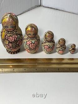 Vintage Matryoshka Painted Russian Nesting Dolls Sign Z. Ceprueb Nocag Set Of 5