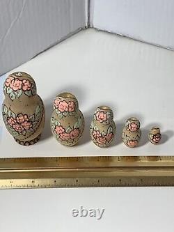 Vintage Matryoshka Painted Russian Nesting Dolls Sign Z. Ceprueb Nocag Set Of 5