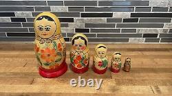 Vintage Matryoshka Russian Nesting Dolls 5 Piece Set USSR Made Hand Painted