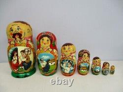 Vintage Matryoshka Russian Nesting Dolls Intricately Painted 7 Dolls