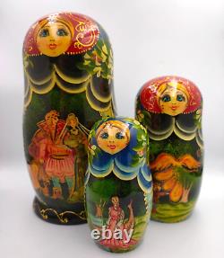 Vintage Matryoshka Russian Nesting Dolls Pushkin's Fairy Tales 6 in 1