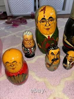 Vintage Matryoshka Russian Soviet Leader Nesting Dolls 13 Piece Set