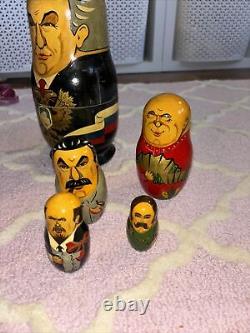 Vintage Matryoshka Russian Soviet Leader Nesting Dolls 13 Piece Set