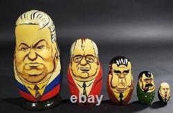 Vintage Matryoshka Soviet Politician Era Nesting Dolls Brezhnev Stalin Lenin