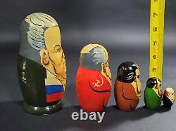 Vintage Matryoshka Soviet Politician Era Nesting Dolls Brezhnev Stalin Lenin