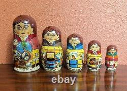 Vintage Mergent Business Tech Computer History Matryoshka Russian Nesting Dolls