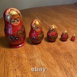 Vintage Nesting Dolls Gold Signed Rare (5 Piece)