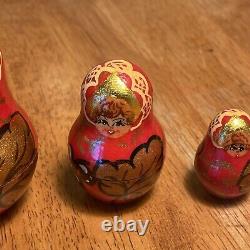 Vintage Nesting Dolls Gold Signed Rare (5 Piece)