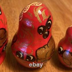 Vintage Nesting Dolls Gold Signed Rare (5 Piece)