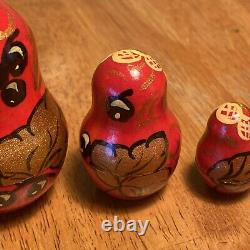 Vintage Nesting Dolls Gold Signed Rare (5 Piece)