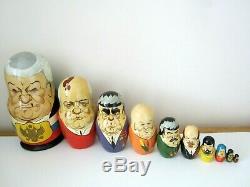 Vintage Nesting Dolls Matryoshka Russian Soviet Political Leaders, Set of 10 Sign